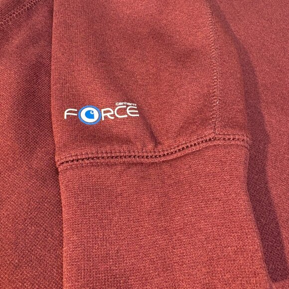 Carhartt Force Relaxed Fit Maroon Logo Hoodie Sweatshirt - Picture 5 of 9